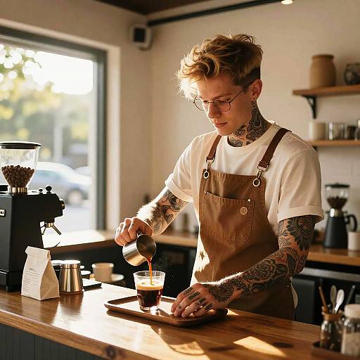 Hipster Barista Serving Coffee