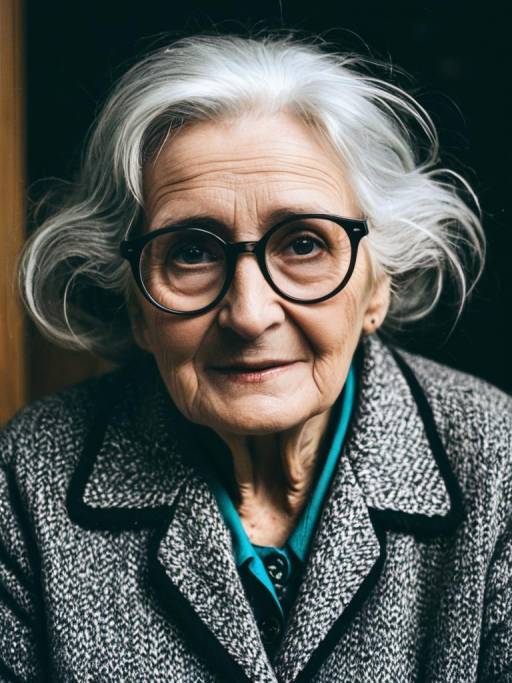 Elderly Woman with Glasses and Gray Hair