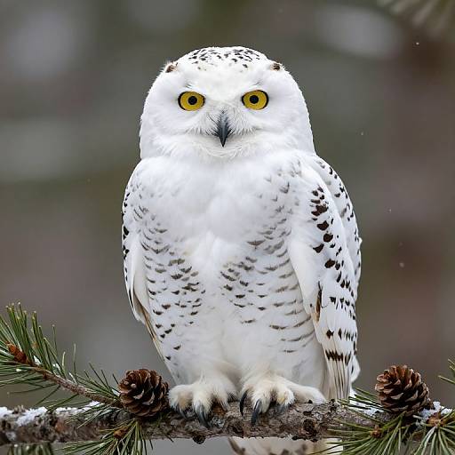 Detailed White Owl in Wintry Forest