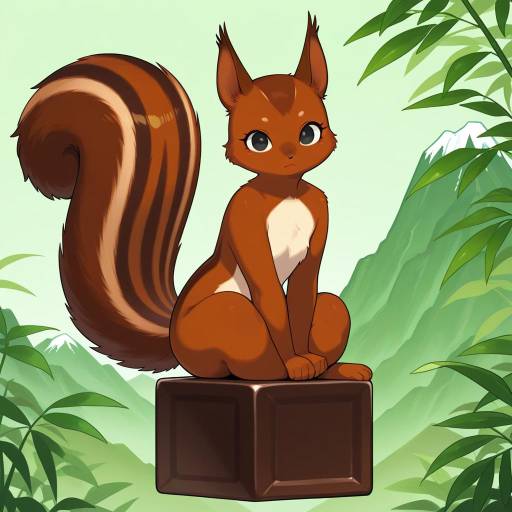Alert Red Squirrel Amidst Nature's Grandeur Alert Red Squirrel Amidst Nature's Grandeur