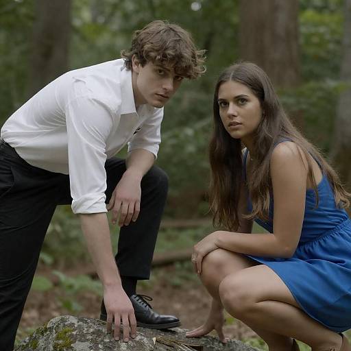 Young Adults in a Serene Forest