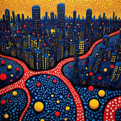 Abstract Cityscape Inspired by Yayoi Kusama