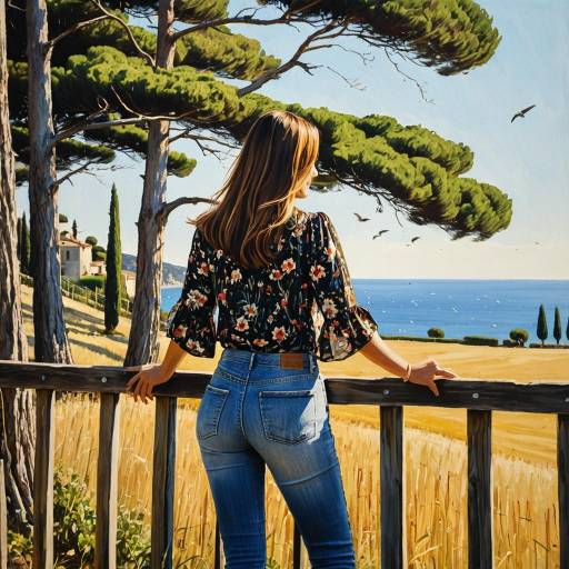 Woman Enjoying Sea View in Italian Countryside
