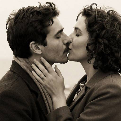 Intimate Sepia-Toned Couple Embrace