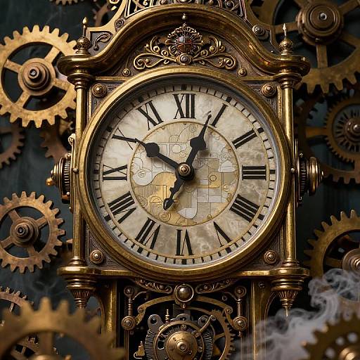 Steampunk Mechanical Clock Tower Illustration