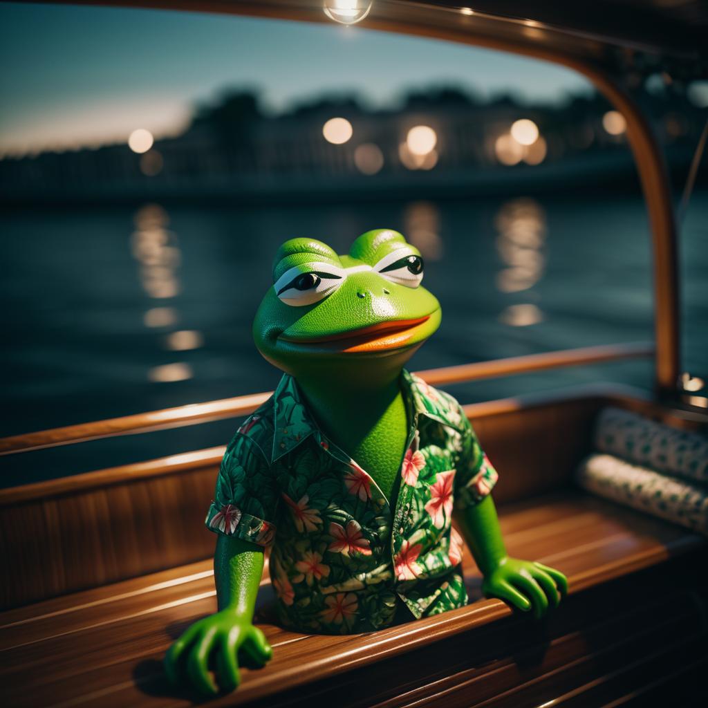 Pepe the Frog in Floral Shirt Afloat