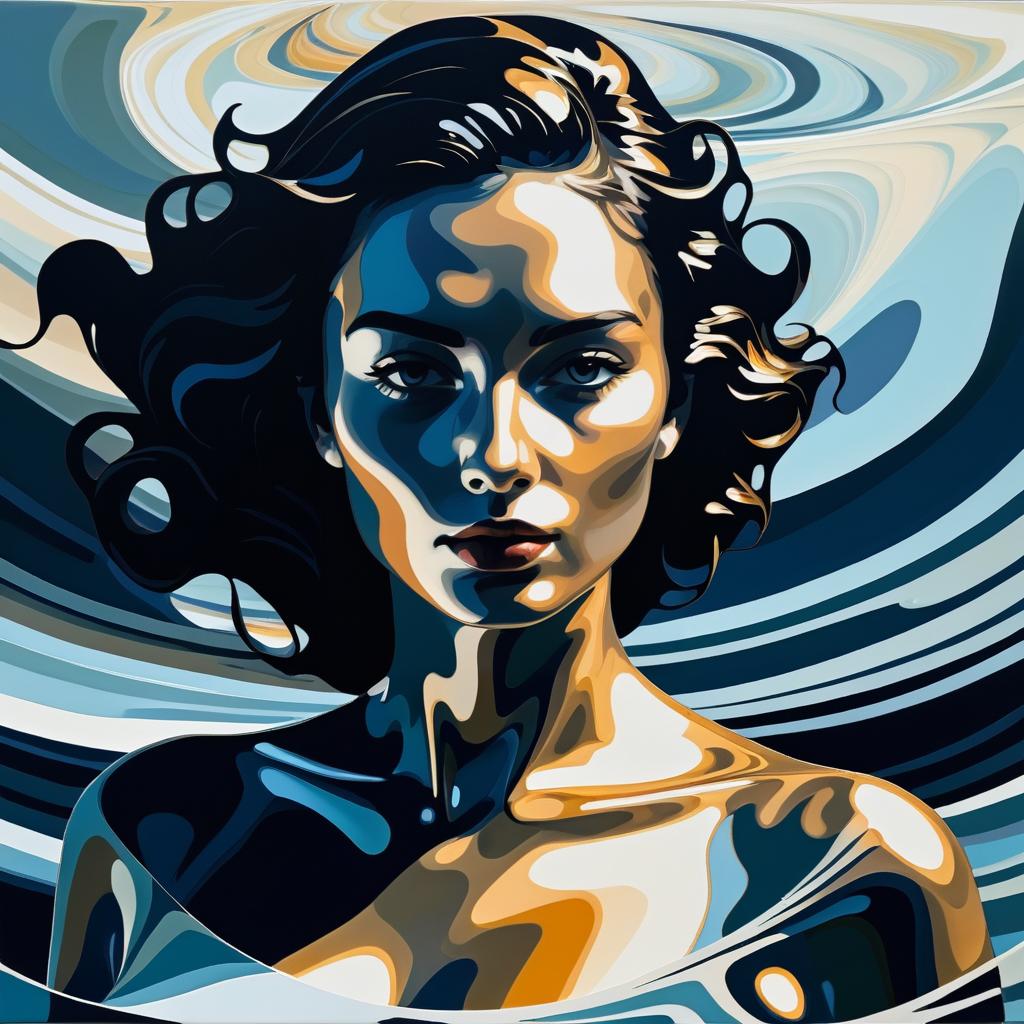 Abstract Woman in Ocean Landscape Art