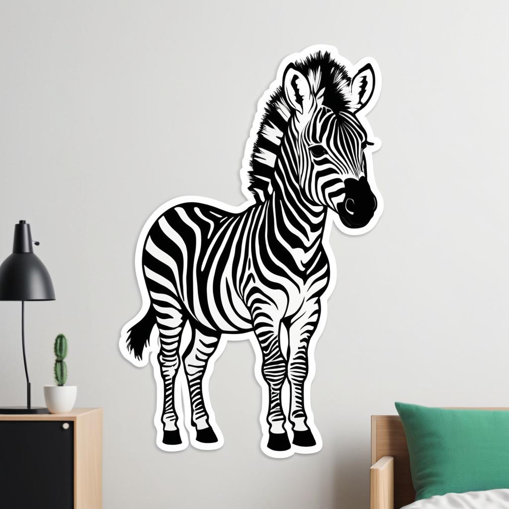 Cute Minimalist Zebra Sticker Design