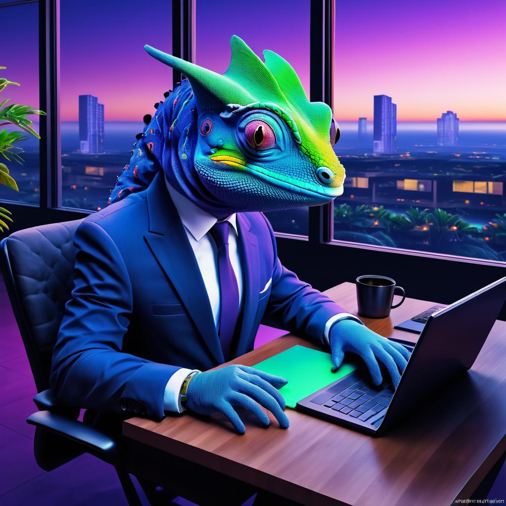 Chameleon Executive in Surreal Twilight