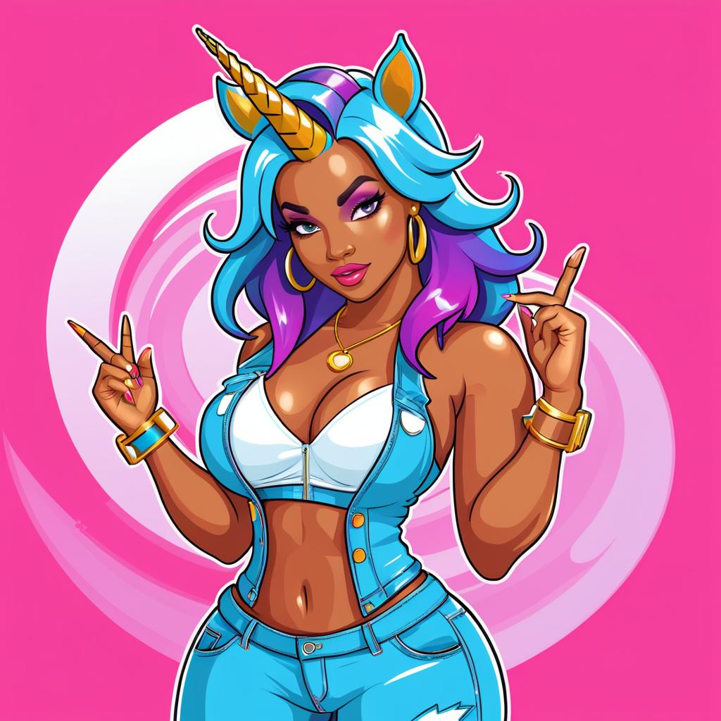 Playful Hip-Hop Unicorn Character Design