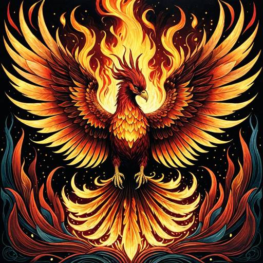 Vibrant Phoenix Rising from Flames