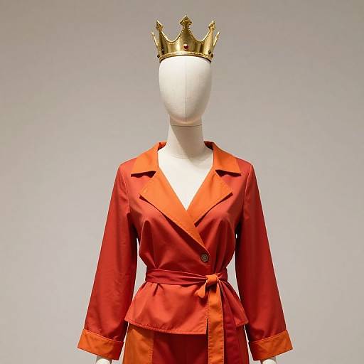 Crowned Mannequin in Fiery Attire
