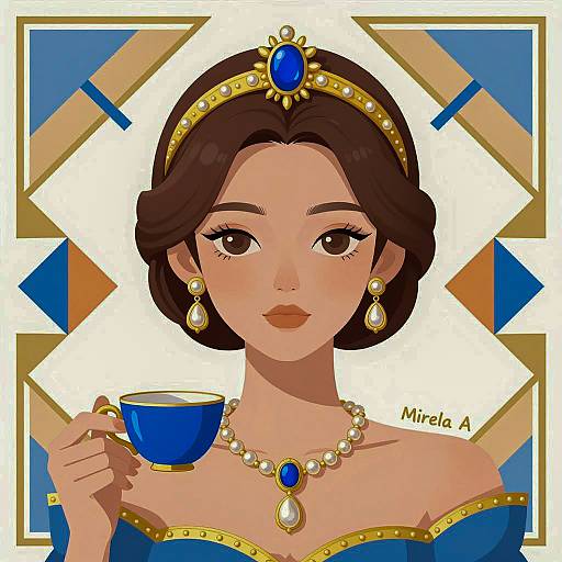 Elegant Woman with Golden Accents Illustration