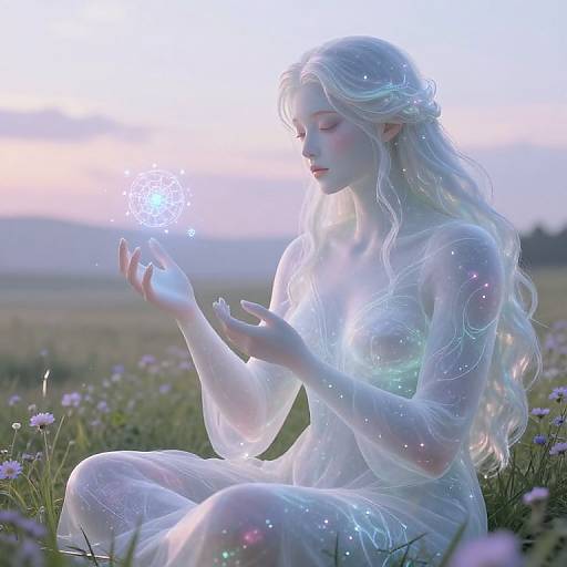 Serene Bioluminescent Giantess AI