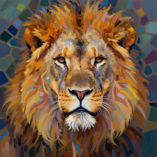 Majestic Lion's Head in Vibrant Colors