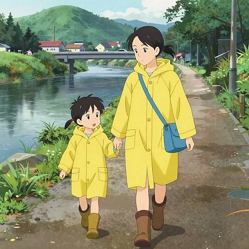 Nostalgic Family Walk After Rain