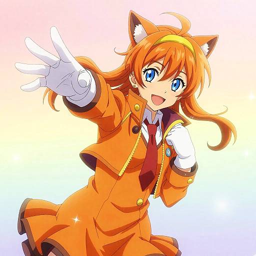 Adachi Rei Orange-Eared Paws Pose