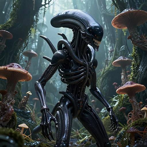 Fungal Alien Xenomorph in Obsidian Jungle