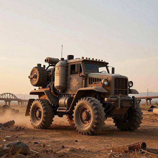 Steampunk Land Cruiser at Sunset