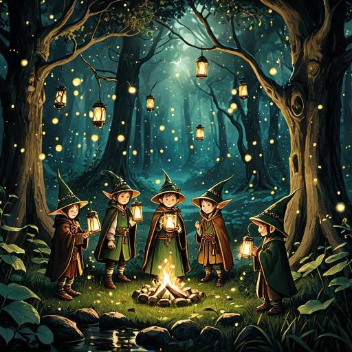 Tiny Elves in a Mystical Woodland Glade Tiny Elves in a Mystical Woodland Glade
