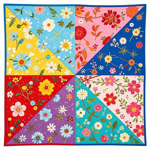 Vibrant Geometric Floral Jelly Roll Quilt