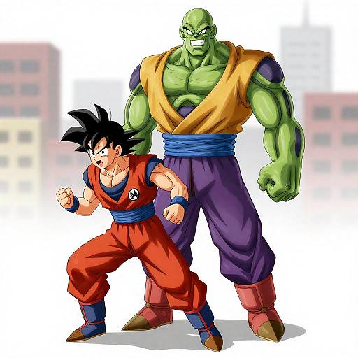 Epic Anime Duel in Urban Landscape