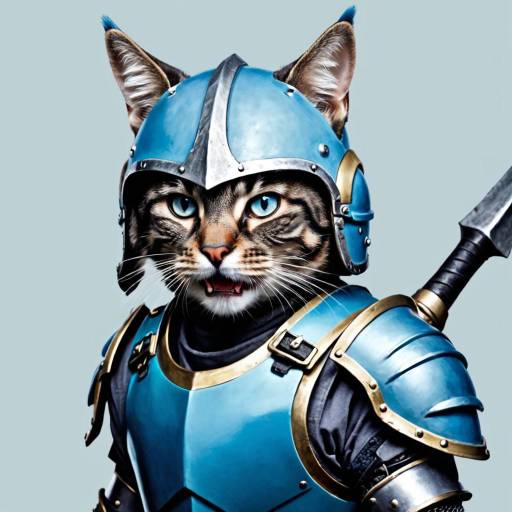 Cat Warrior in Blue Armor