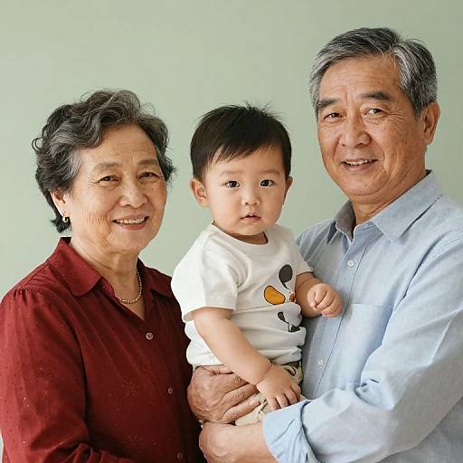 Grandparents Holding Grandson Together