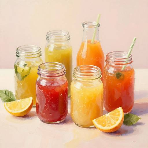 Jugo-Themed Colorful Fruit Juice Still Life