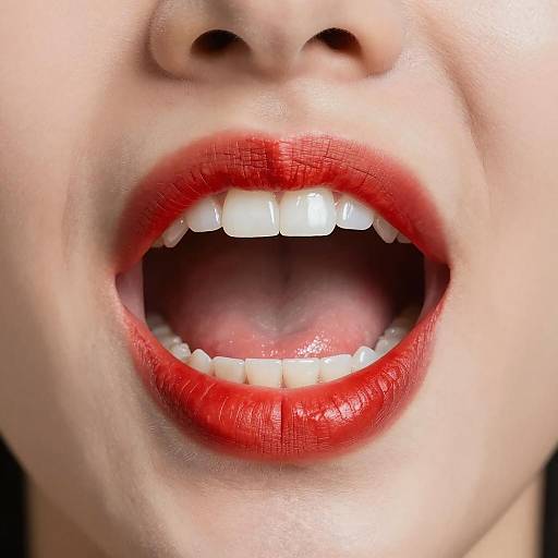 Vivid Close-up of Bold Red Lips