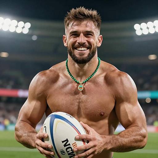 Confident Muscular Rugby Player Portrait