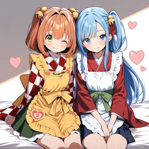 Charming Duo in Traditional Japanese Attire