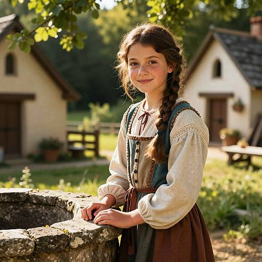 Sienna Peasant Girl in Medieval Village