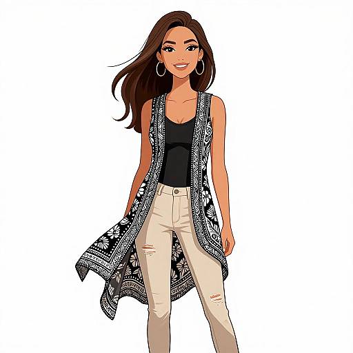 Smiling Bohemian Woman Casual Style