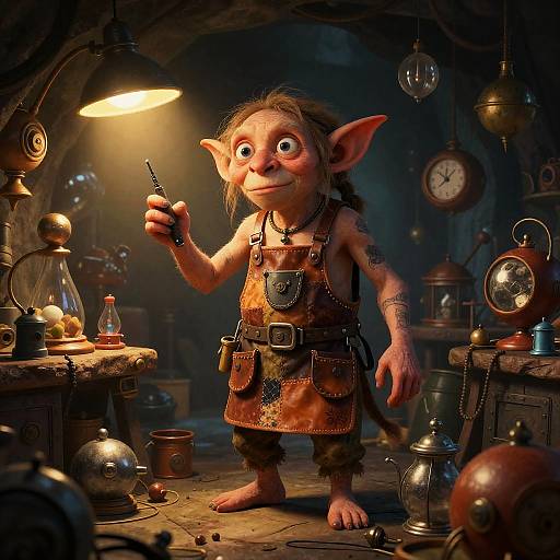 Whimsical Goblin Inventor's Workshop
