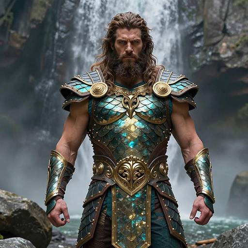 Epic Poseidon Cosplay in Fantasy Landscape