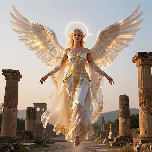 Serene Aasimar with Radiant Wings