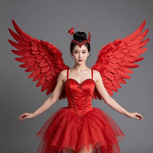 Woman in Red Wings Costume