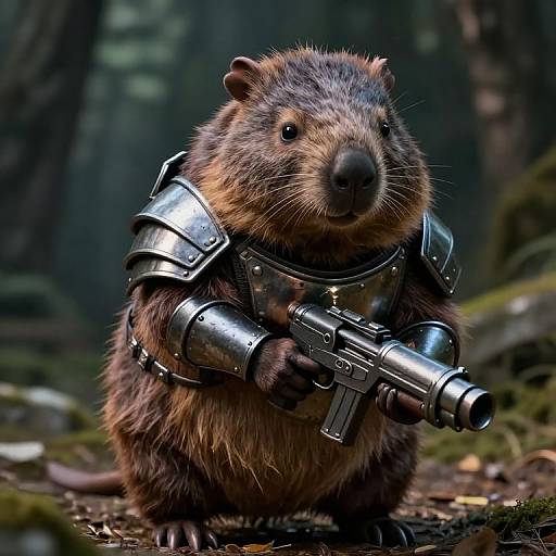 Armored Combat Wombat in Pixar Style
