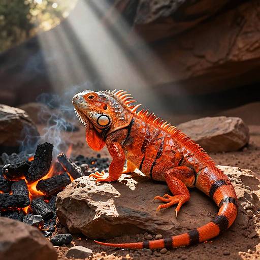 Crimson Iguana in Fiery Desert Light