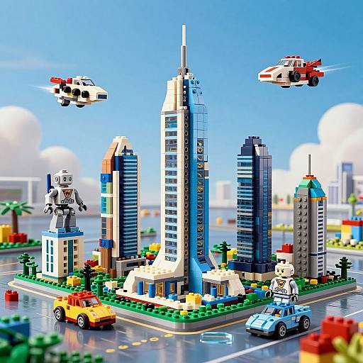 Futuristic Lego Cityscapes with Robots
