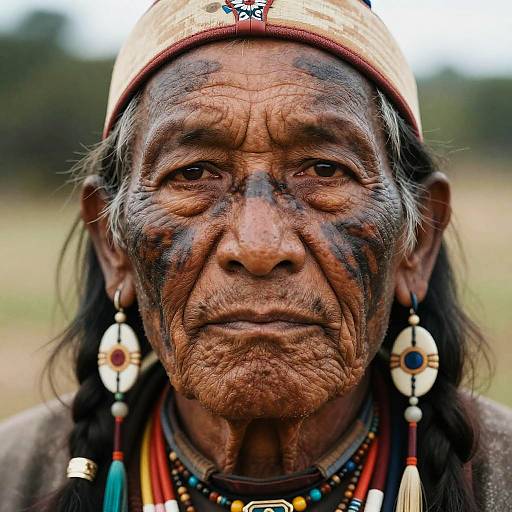 Cherokee Elder Portrait with Facial Paint