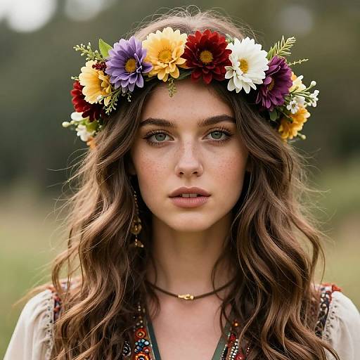 Hippie Girl with Flower Crown