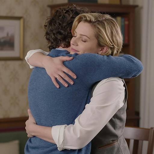 Woman Hugging Man Indoors