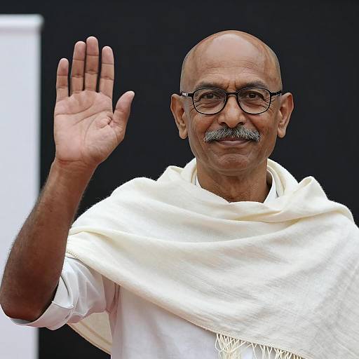 Smiling Bald Indian Man in Shawl