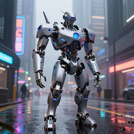 Futuristic Robotic Creature in Cyberpunk City