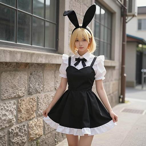 Playful Doe Woman Costume in Urban Setting