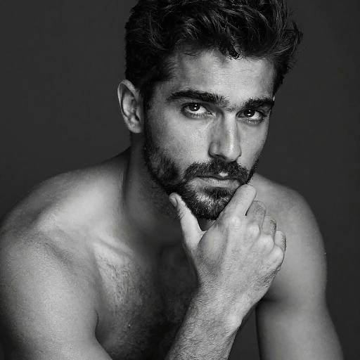 Black-and-White Introspective Male Portrait