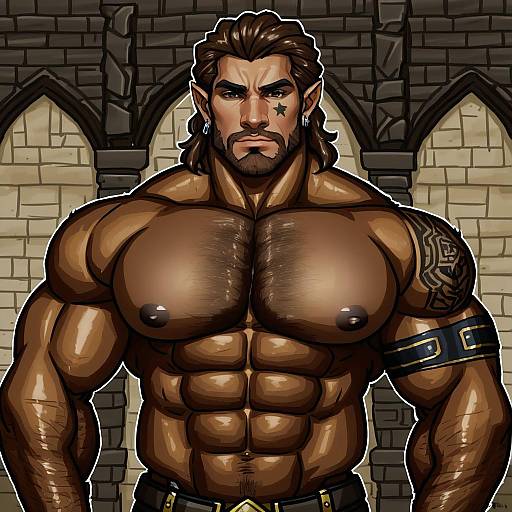 Illustration of Halsin, baldur's gate in the style of Engiyoshi