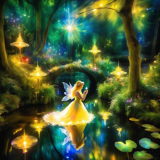 Impressionistic Fairy Portrait in Enchanted Forest Impressionistic Fairy Portrait in Enchanted Forest